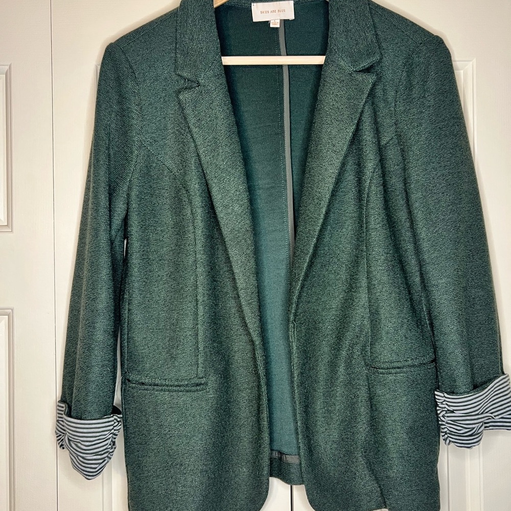 Skies Are Blue Dark Green Blazer (Stretch)-L